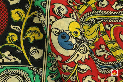 Kalamkari Silk Saree - Handpainted Silk Saree - Organic Dyes - PKM 450 - Archives - Kalamkari Silk - Panjavarnam