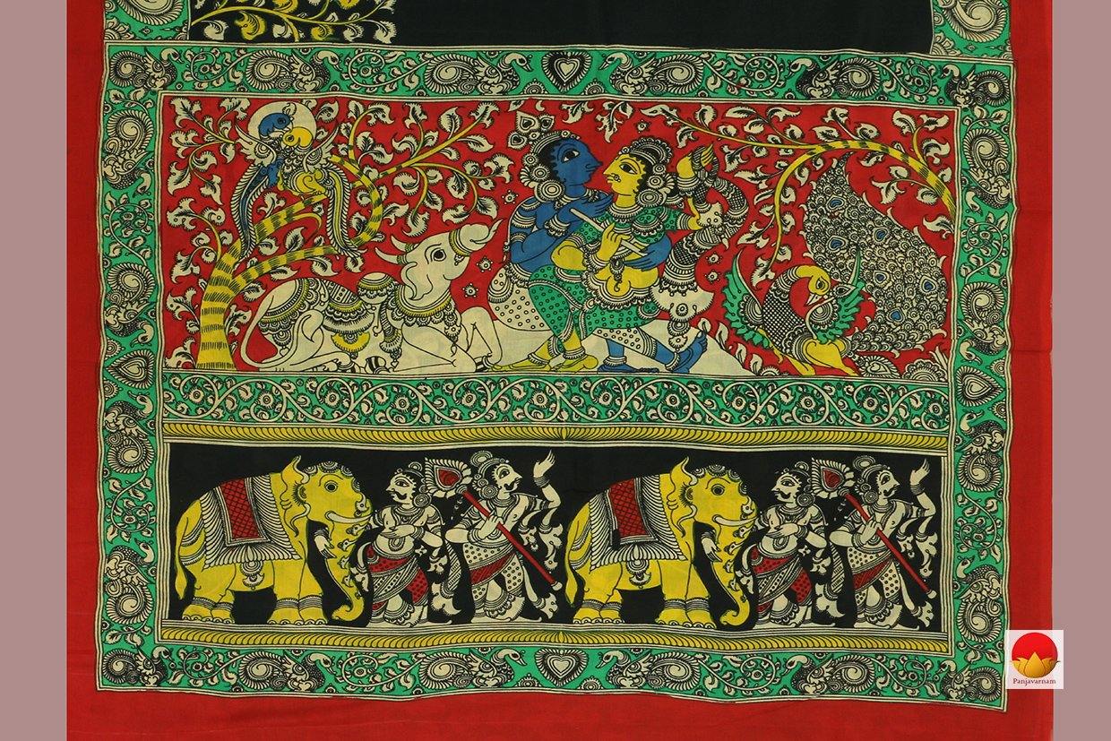 Kalamkari Silk Saree - Handpainted Silk Saree - Organic Dyes - PKM 450 - Archives - Kalamkari Silk - Panjavarnam