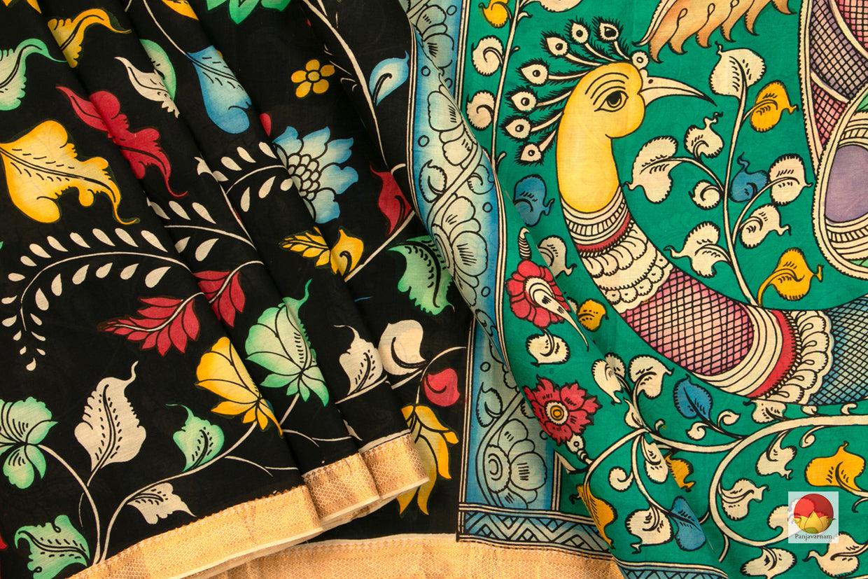 Kalamkari Silk Saree - Handpainted Silk - Vegetable Dyes - PKBD 423 - Archives - Kalamkari Silk - Panjavarnam