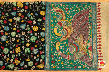 Kalamkari Silk Saree - Handpainted Silk - Vegetable Dyes - PKBD 423 - Archives - Kalamkari Silk - Panjavarnam