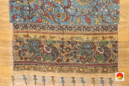 Kalamkari Tussar Silk Saree - Handpainted - Organic Dyes - PKM 362 - Archives - Kalamkari Silk - Panjavarnam