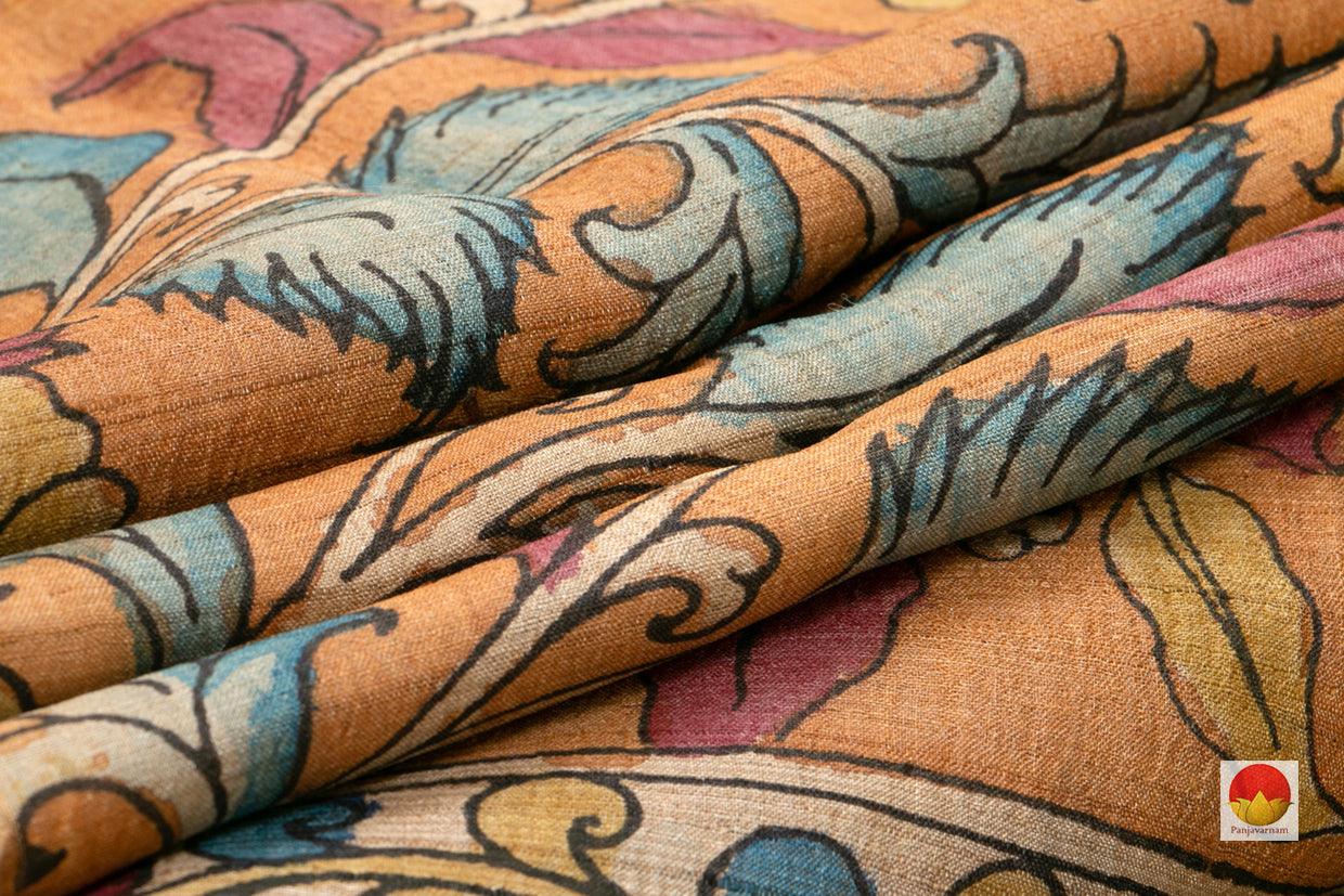 Kalamkari Tussar Silk Saree - Handpainted - Organic Dyes - PKM 512 - Kalamkari Silk - Panjavarnam