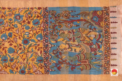 Kalamkari Tussar Silk Saree - Handpainted - Organic Dyes - PKM 516 - Kalamkari Silk - Panjavarnam