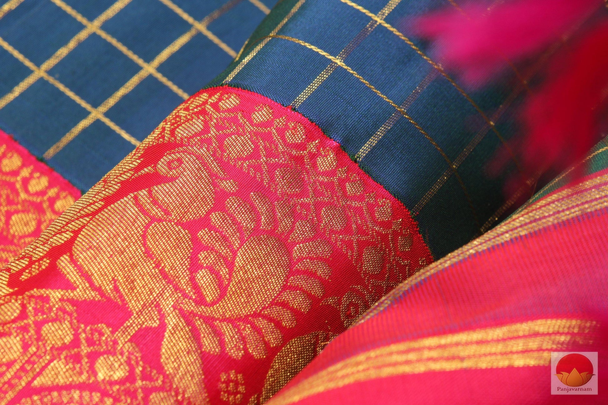 Kanchipuram Silk Saree - Blue & Pink - Pure Zari - G 1927 - Archives - Silk Sari - Panjavarnam