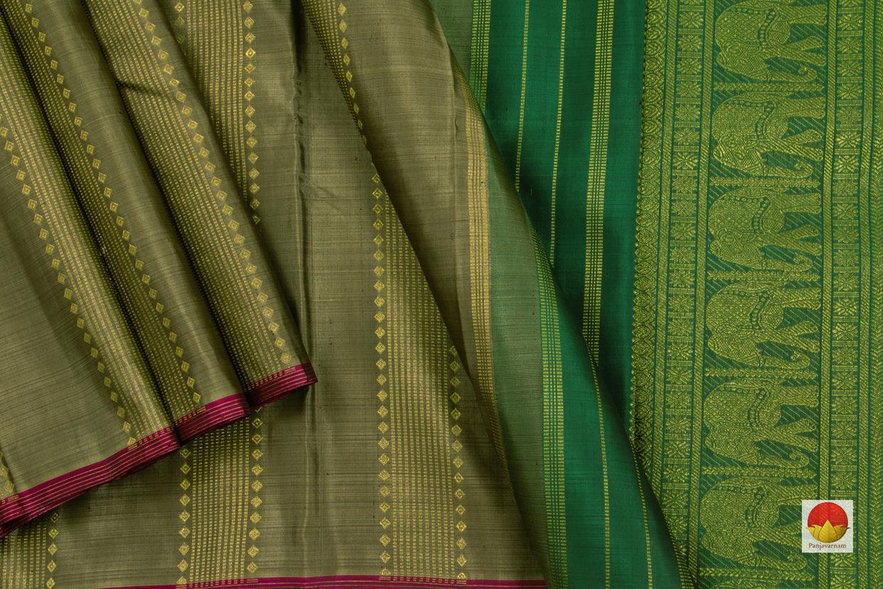 Kanchipuram Silk Saree - Borderless Handwoven Pure Silk - Pure Zari - PV NYC 152 - Silk Sari - Panjavarnam