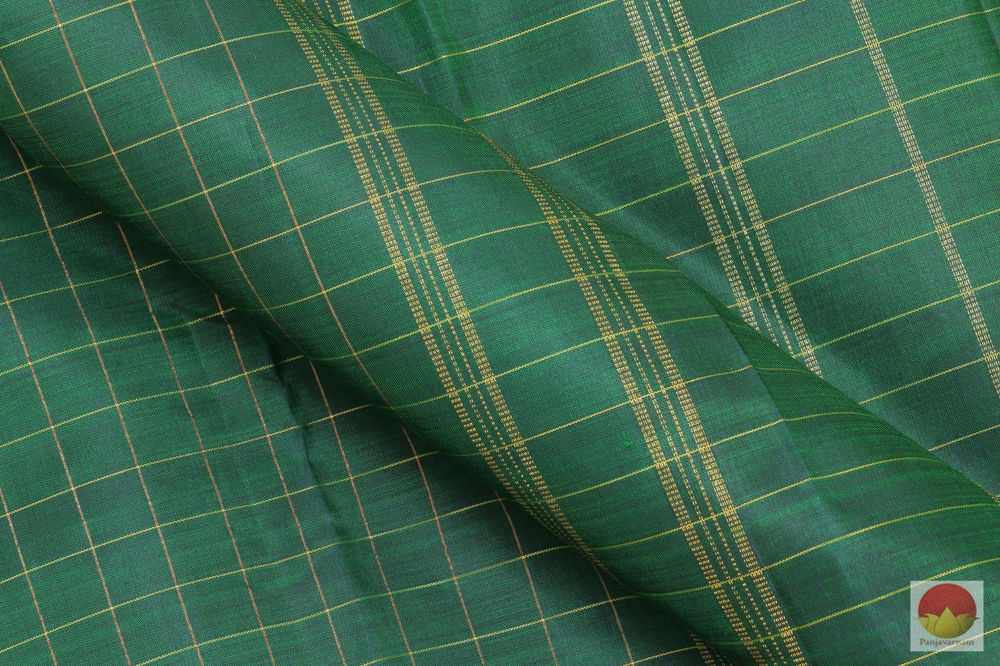 Kanchipuram Silk Saree - Green & Brown - Pure Silk - Handwoven Silk Saree - PV G 2006 Archives - Silk Sari - Panjavarnam
