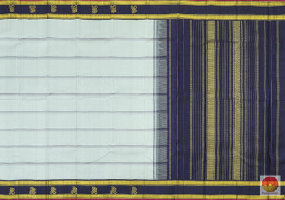 Kanchipuram Silk Saree - Grey & Blue - Pure Zari - Pure Silk - Handwoven Saree - PV G 1983 - Silk Sari - Panjavarnam
