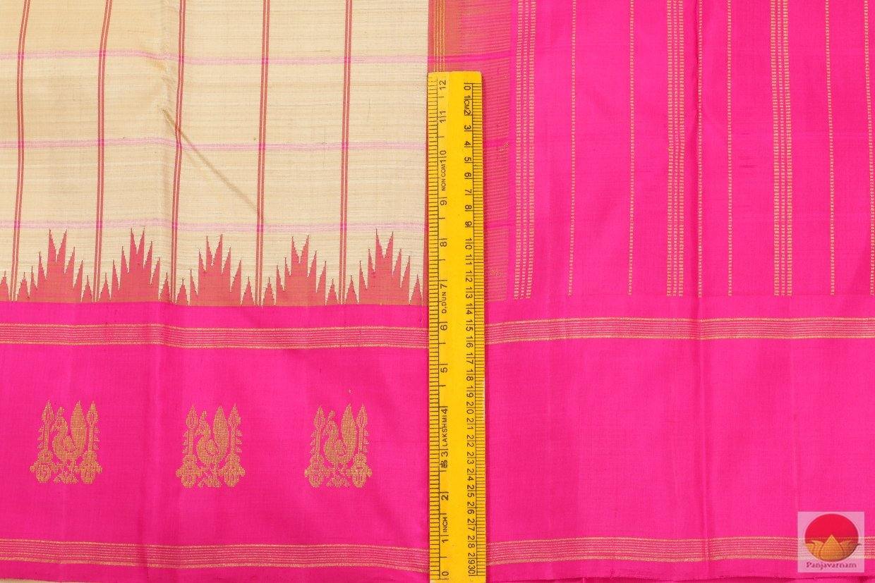 Kanchipuram Silk Saree - Handwoven Pure Silk -Korvai temple border - PV G 4086 - Silk Sari - Panjavarnam