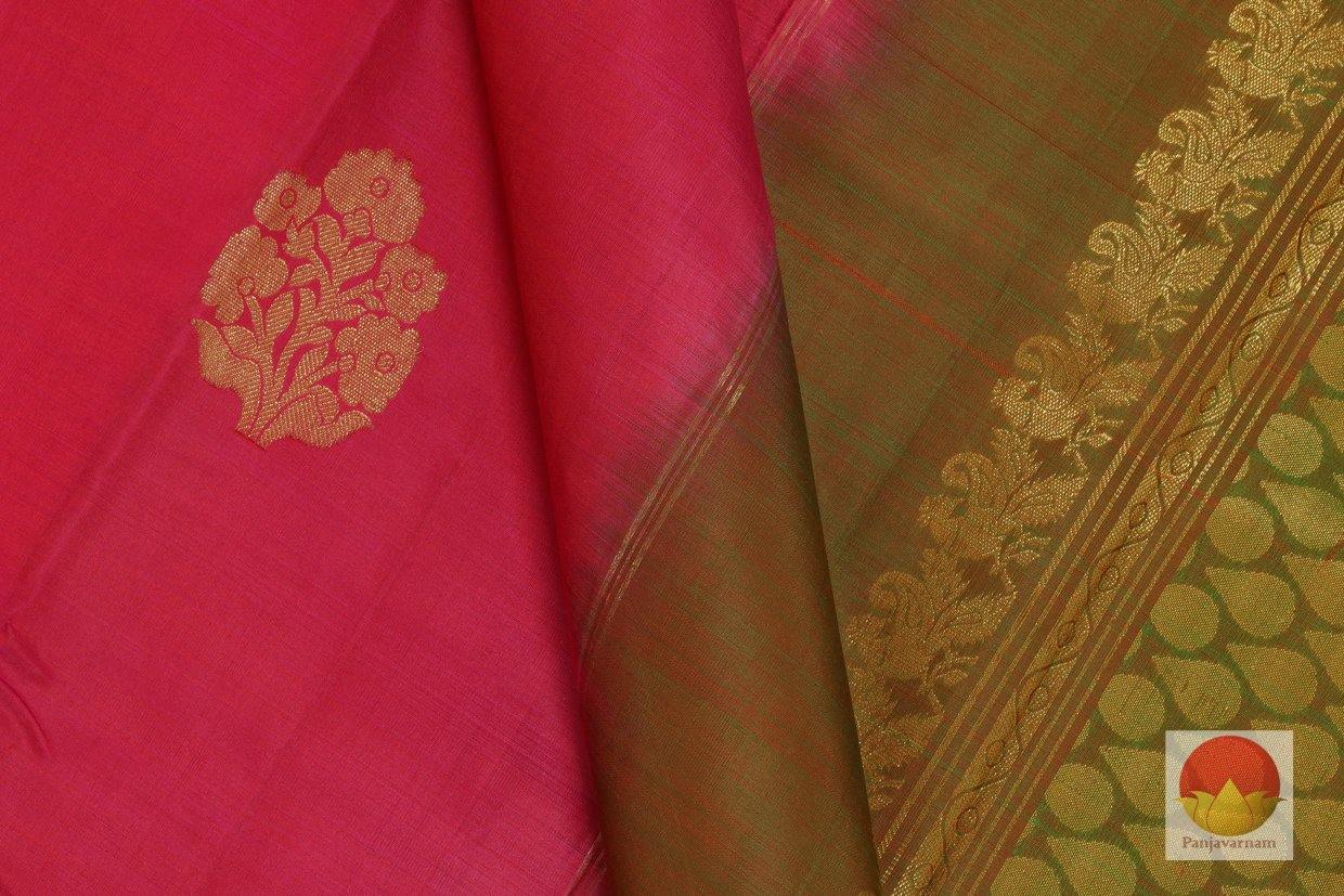 Kanchipuram Silk Saree - Handwoven Pure Silk - Lite Weight - Pink & Mustard - PV ASB 17 - Archives - Silk Sari - Panjavarnam