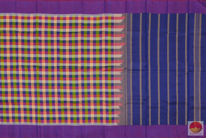 Kanchipuram Silk Saree - Handwoven Pure Silk - Multi-coloured checks - PV G 4067 Archives - Silk Sari - Panjavarnam