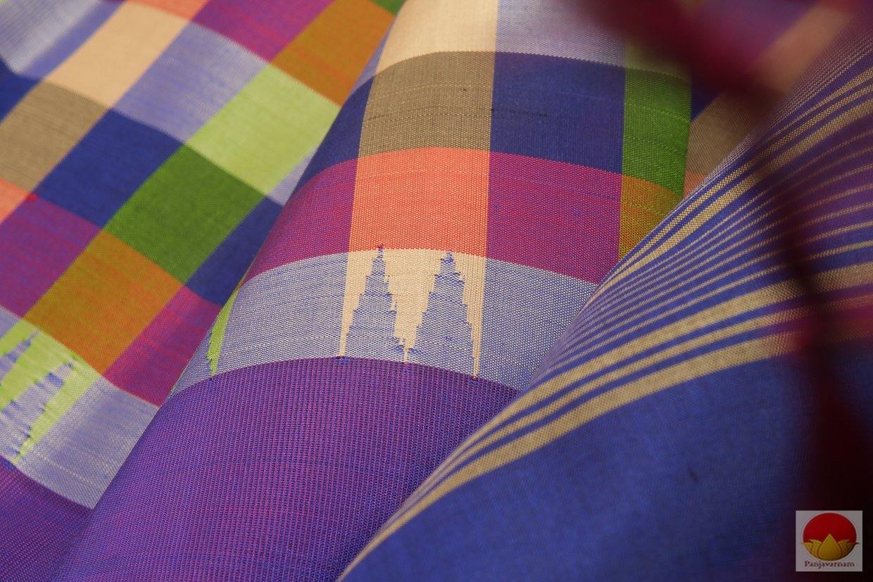 Kanchipuram Silk Saree - Handwoven Pure Silk - Multi-coloured checks - PV G 4067 Archives - Silk Sari - Panjavarnam
