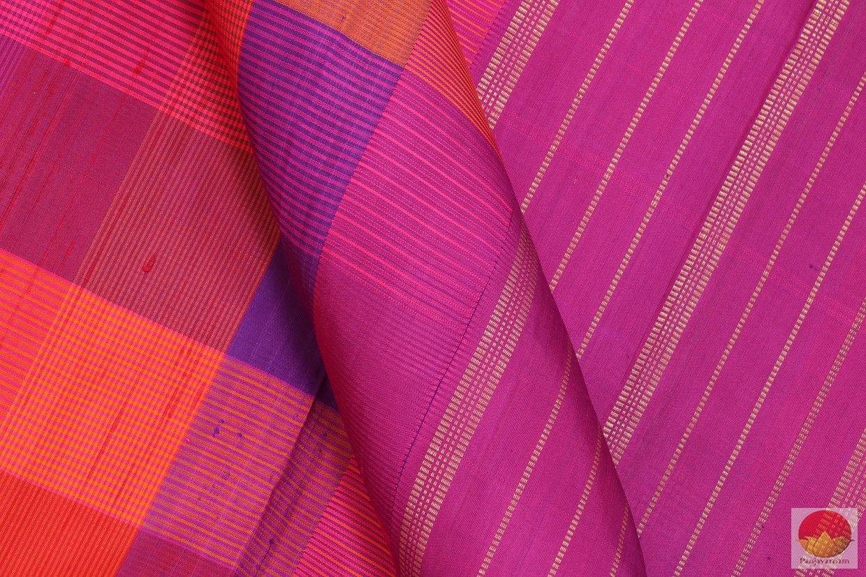 Kanchipuram Silk Saree - Handwoven Pure Silk - Multicoloured Checks - PV 135 Archives - Silk Sari - Panjavarnam