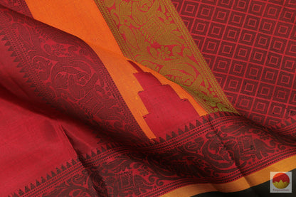 Kanchipuram Silk Saree - Handwoven Pure Silk - No Zari - PV NZ 4685 Archives - Silk Sari - Panjavarnam