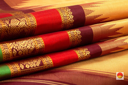 Kanchipuram Silk Saree - Handwoven Pure Silk - No Zari - PV RM NZ 379 - Saris & Lehengas - Panjavarnam