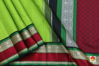 Kanchipuram Silk Saree - Handwoven Pure Silk - No Zari - Silk Thread Work - PV NZ J 10181 - Silk Sari - Panjavarnam