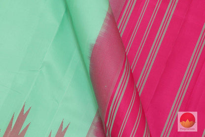 Kanchipuram Silk Saree - Handwoven Pure Silk - No Zari - Temple Korvai Border - PV SH NZ 173 - Archives - Silk Sari - Panjavarnam