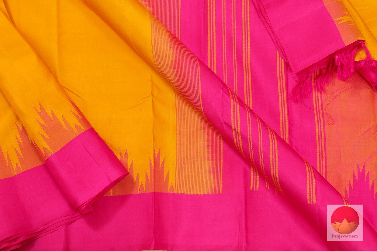 Kanchipuram Silk Saree - Handwoven Pure Silk - No Zari - Temple Korvai Border - PV SH NZ 177 - Archives - Silk Sari - Panjavarnam