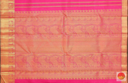 Kanchipuram Silk Saree - Handwoven Pure Silk - Pink & Gold - Pure Zari - PV G 1985 Archives - Silk Sari - Panjavarnam