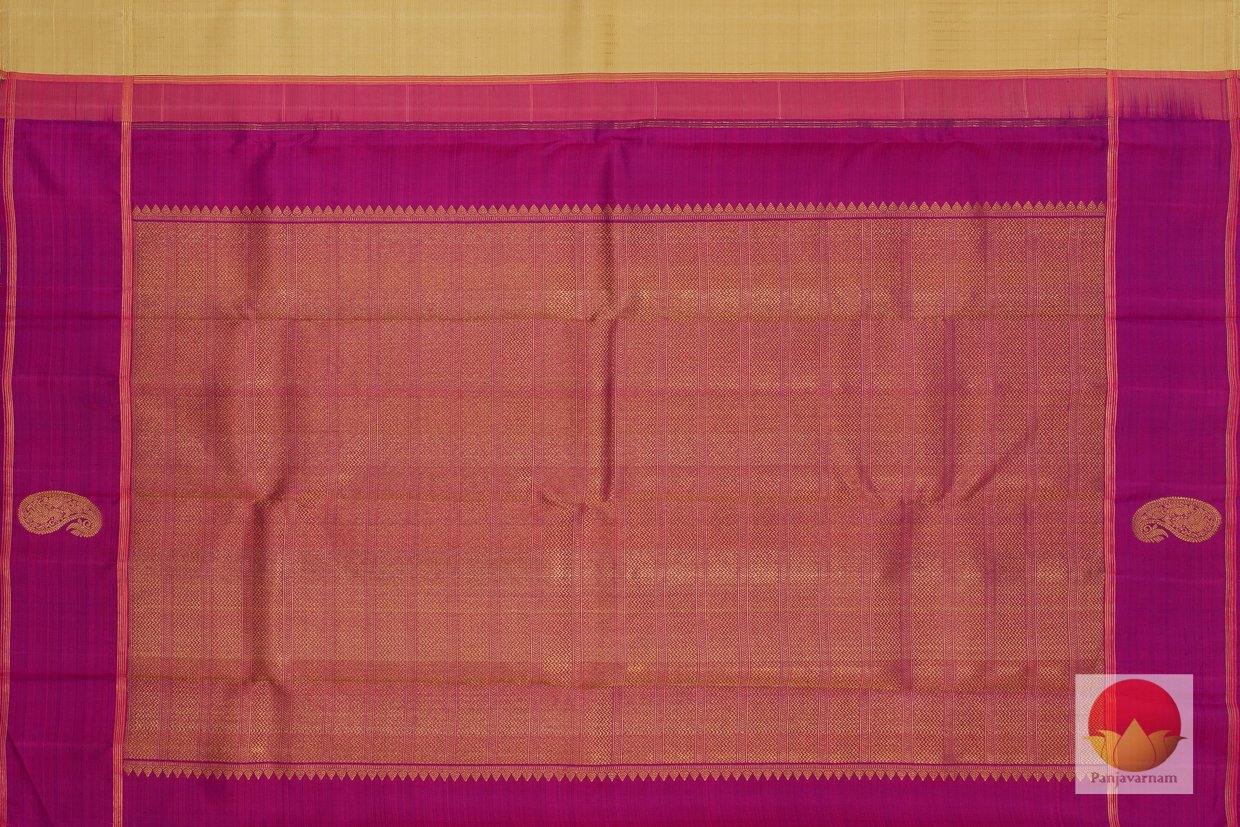 Kanchipuram Silk Saree - Handwoven Pure Silk - Pure Zari - Beige & Magenta - PV SRI 190 Archives - Silk Sari - Panjavarnam