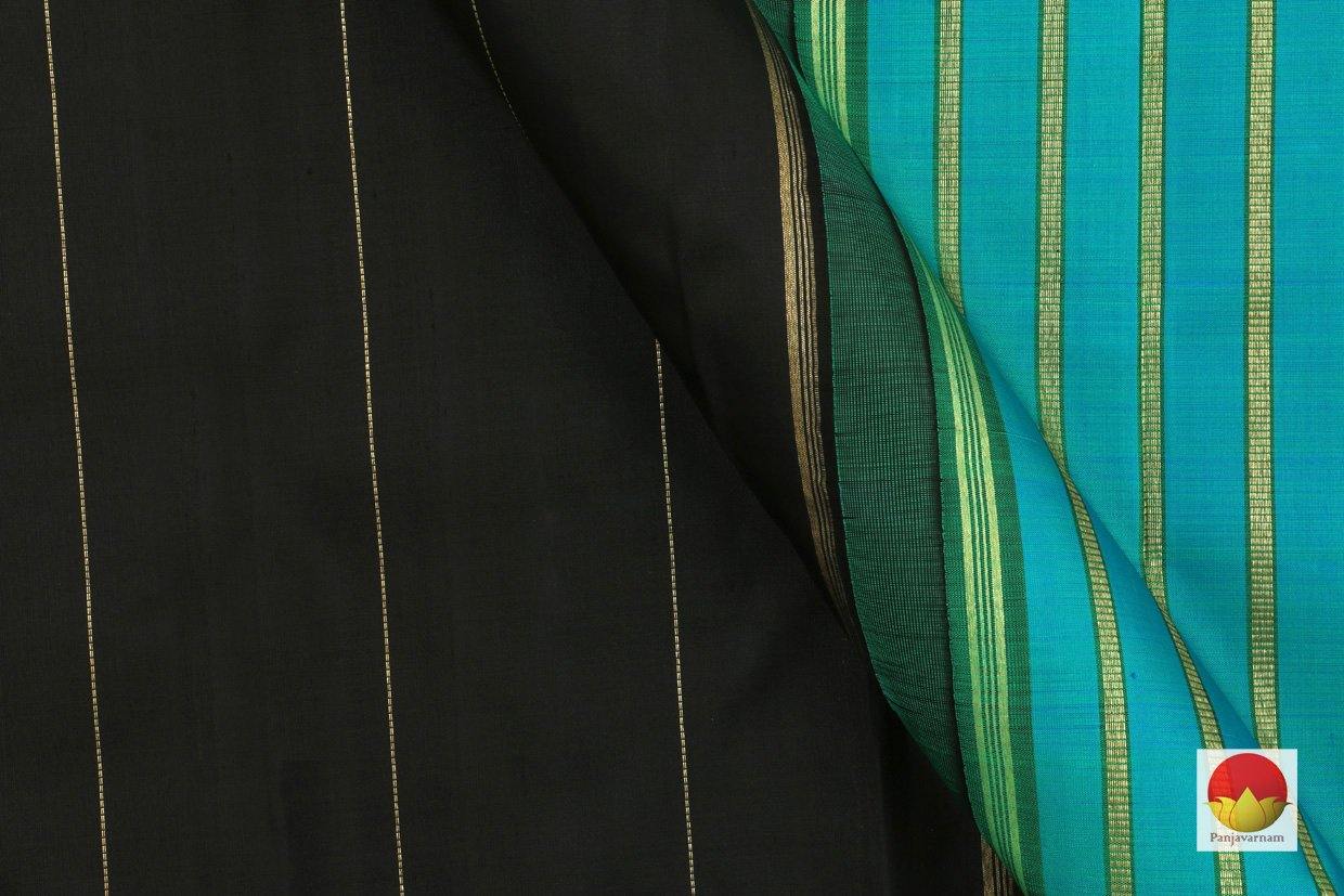 Kanchipuram Silk Saree - Handwoven Pure Silk - Pure Zari - Black & Blue - PV G 4269 - Archives - Silk Sari - Panjavarnam