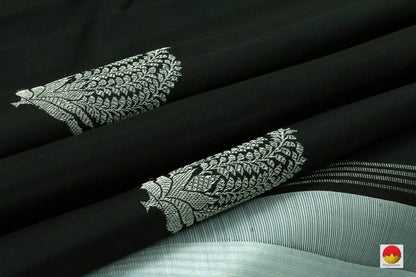Kanchipuram Silk Saree - Handwoven Pure Silk - Pure Zari - Black & Grey - PV SRI 1487 - Archives - Silk Sari - Panjavarnam
