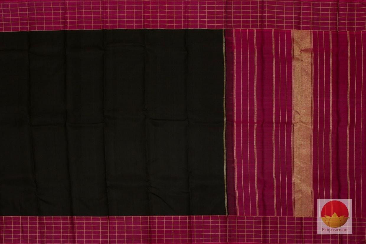 Kanchipuram Silk Saree - Handwoven Pure Silk - Pure Zari - Black & Magenta - PV SRI 193 Archives - Silk Sari - Panjavarnam
