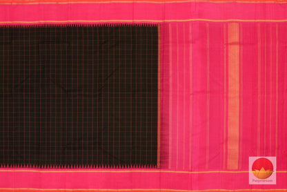 Kanchipuram Silk Saree - Handwoven Pure Silk - Pure Zari - Black & Pink - PV SRI 1156 - Archives - Silk Sari - Panjavarnam