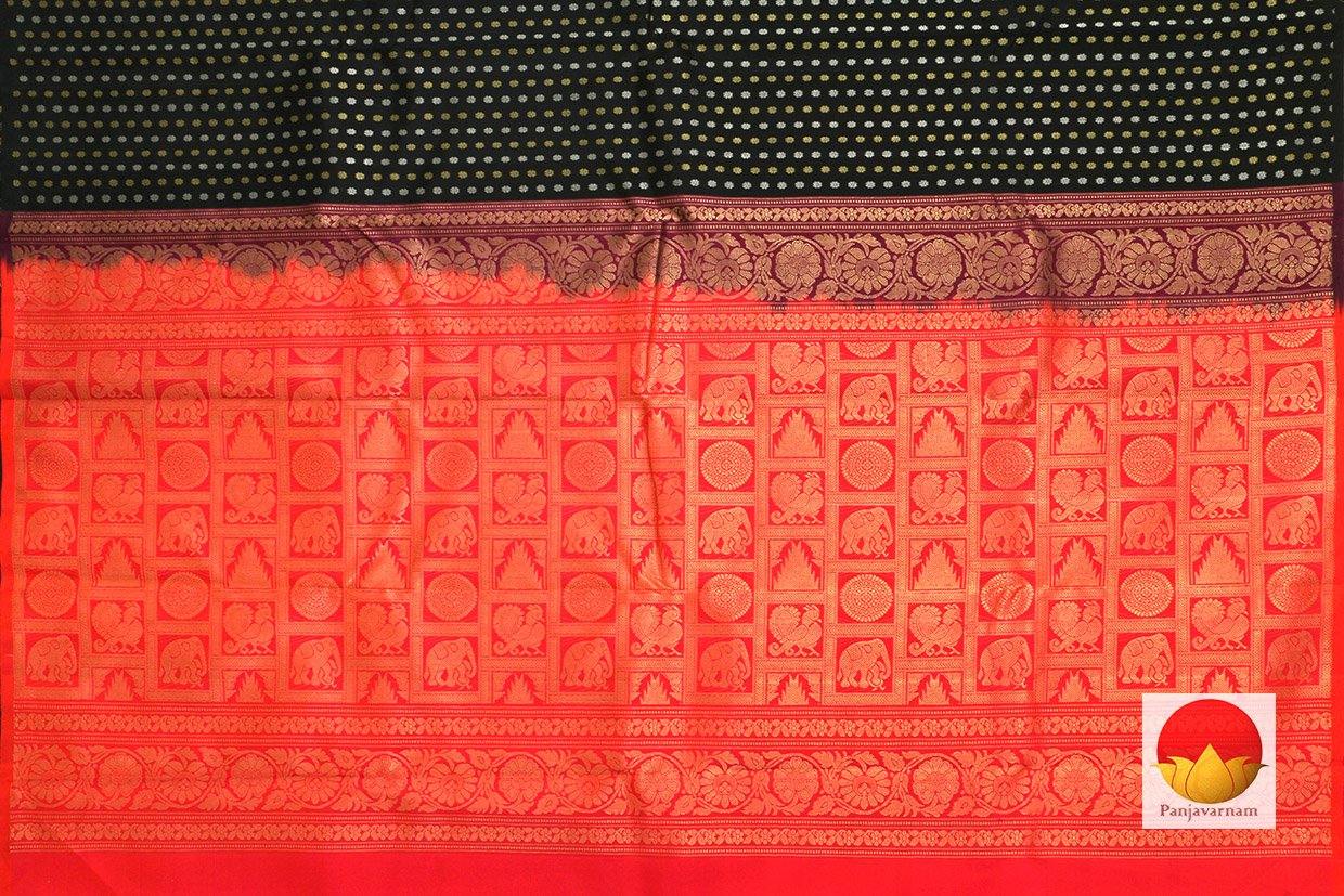 Kanchipuram Silk Saree - Handwoven Pure Silk - Pure Zari - Black & Pink - PV SRI 1420 - Silk Sari - Panjavarnam PV SRI 1420