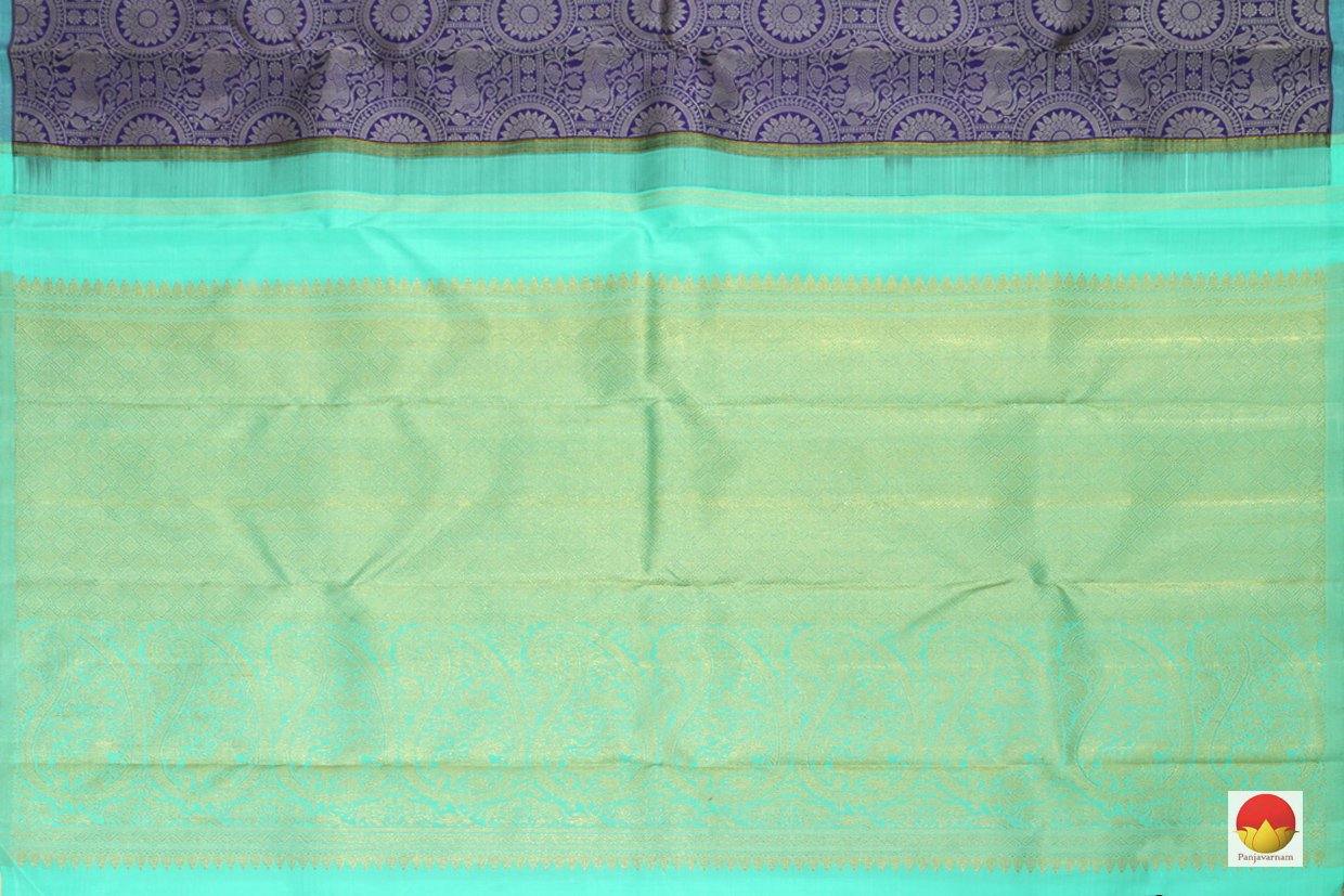 Kanchipuram Silk Saree - Handwoven Pure Silk - Pure Zari - Blue & Cyan - PV SRI 1510 - Archives - Silk Sari - Panjavarnam