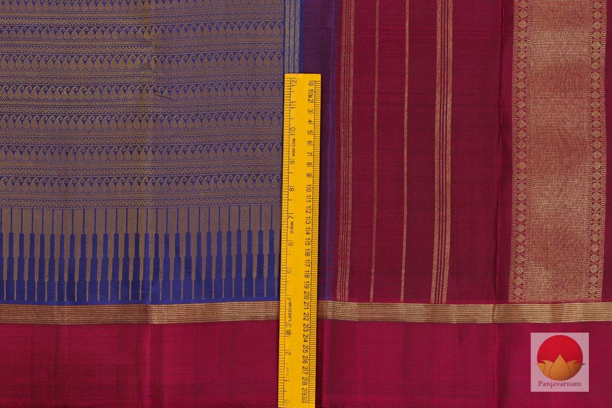 Kanchipuram Silk Saree - Handwoven Pure Silk - Pure Zari - Blue & Maroon - PV SRI 1264 - Archives - Silk Sari - Panjavarnam
