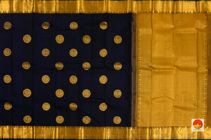 Kanchipuram Silk Saree - Handwoven Pure Silk - Pure Zari - Blue & Mustard - PV J 1901 - Archives - Silk Sari - Panjavarnam