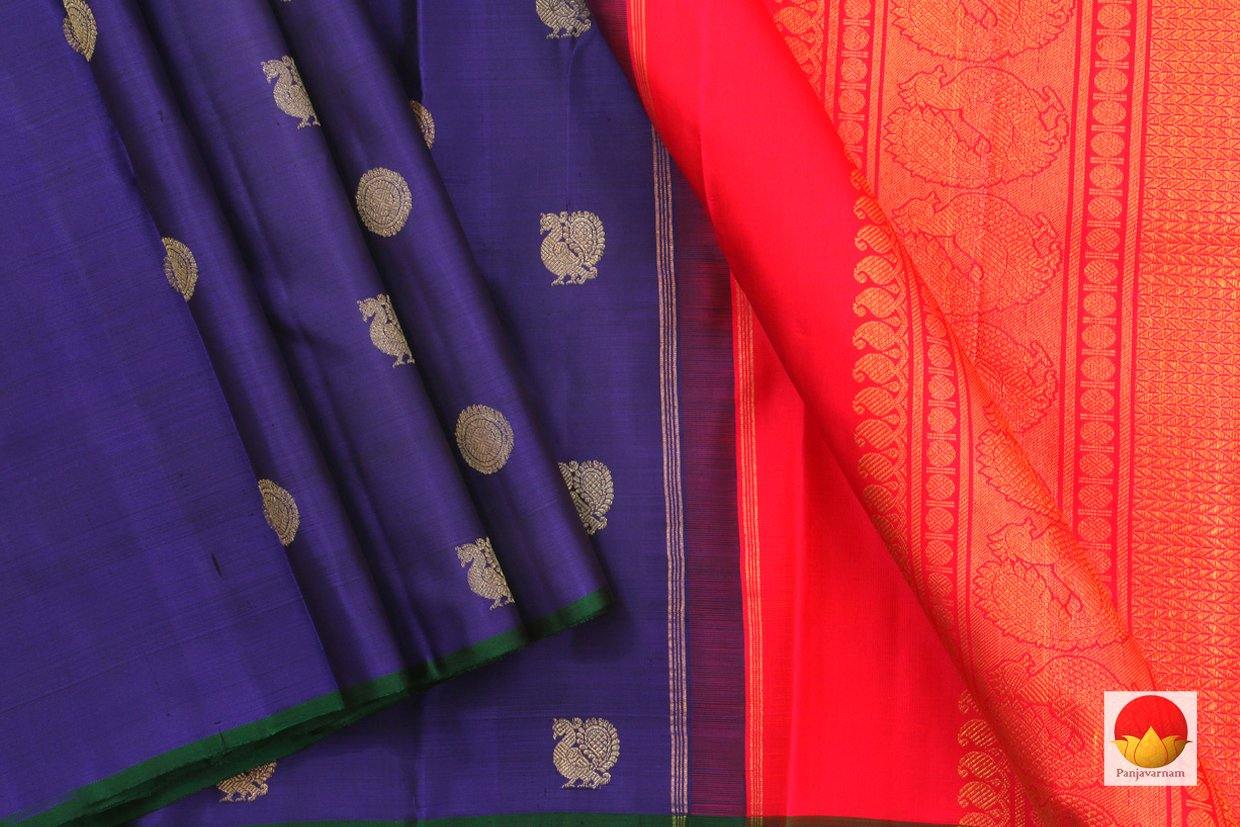 Kanchipuram Silk Saree - Handwoven Pure Silk - Pure Zari - Blue & Pink - PV G 4277 - Archives - Silk Sari - Panjavarnam