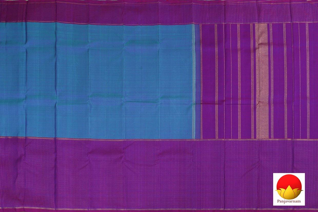 Kanchipuram Silk Saree - Handwoven Pure Silk - Pure Zari - Blue & Purple - PV SRI 1385 - Silk Sari - Panjavarnam