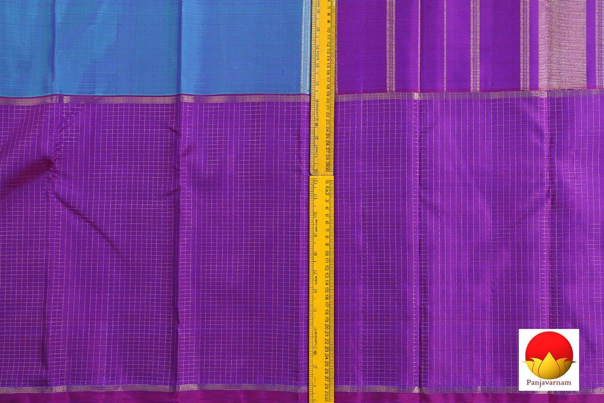 Kanchipuram Silk Saree - Handwoven Pure Silk - Pure Zari - Blue & Purple - PV SRI 1385 - Silk Sari - Panjavarnam