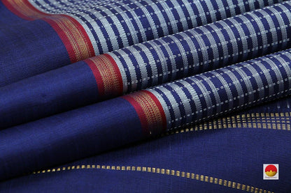 Kanchipuram Silk Saree - Handwoven Pure Silk - Pure Zari - Blue & White - PV SRI 2235 - Silk Sari - Panjavarnam
