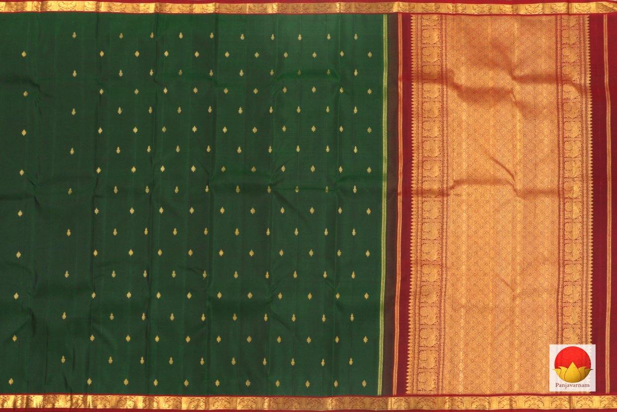 Kanchipuram Silk Saree - Handwoven Pure Silk - Pure Zari - Bottle Green & Maroon - PV G 4268 - Archives - Silk Sari - Panjavarnam