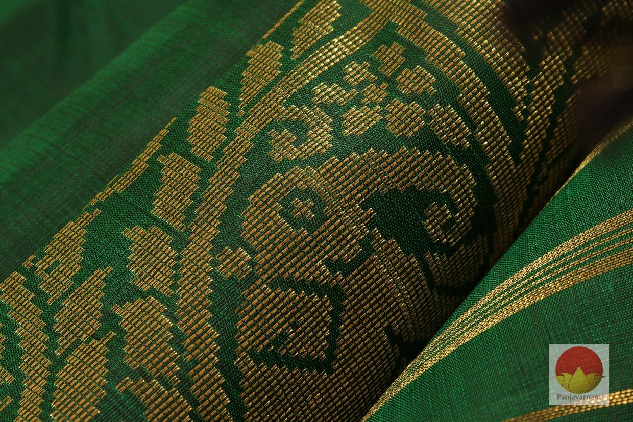 Kanchipuram Silk Saree - Handwoven Pure Silk - Pure Zari - Bottle Green - PV SRI 1191 - Archives - Silk Sari - Panjavarnam