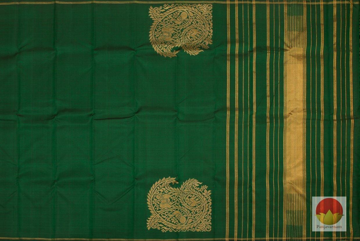 Kanchipuram Silk Saree - Handwoven Pure Silk - Pure Zari - Bottle Green - PV SRI 1191 - Archives - Silk Sari - Panjavarnam