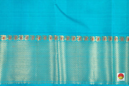 Kanchipuram Silk Saree - Handwoven Pure Silk - Pure Zari - Brown & Cyan - PV NYC 68 - Silk Sari - Panjavarnam