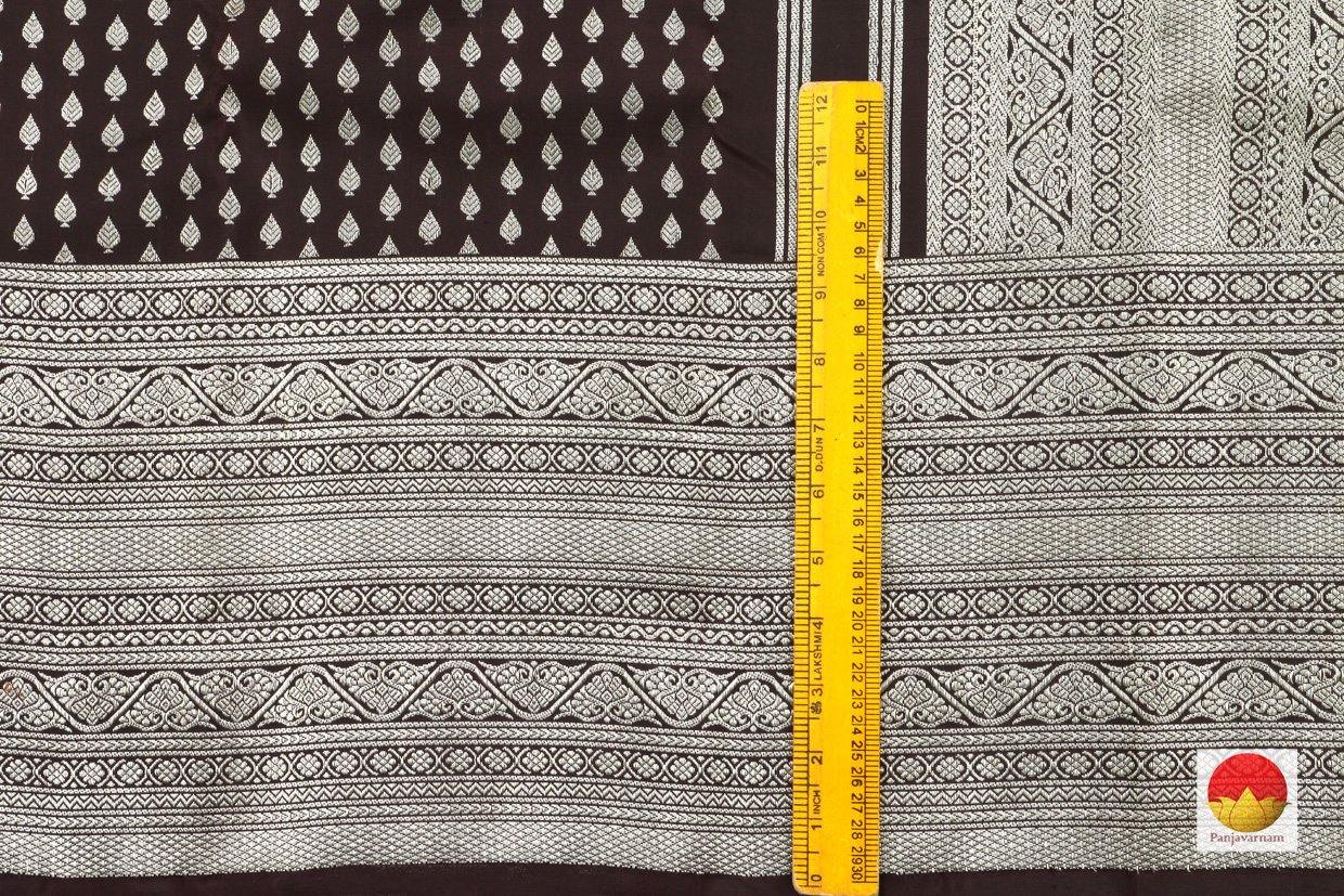 Kanchipuram Silk Saree - Handwoven Pure Silk - Pure Zari - Coffee Brown & Silver - PV BS 108 - Archives - Silk Sari - Panjavarnam