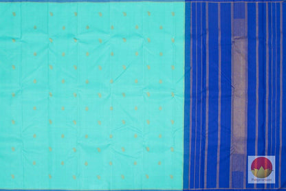 Kanchipuram Silk Saree - Handwoven Pure Silk - Pure Zari - Cyan & Royal Blue - PV SRI 1114 - Archives - Silk Sari - Panjavarnam
