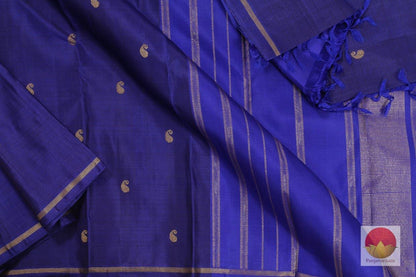 Kanchipuram Silk Saree - Handwoven Pure Silk - Pure Zari - Dark Blue - PV SRI 1246 - Archives - Silk Sari - Panjavarnam