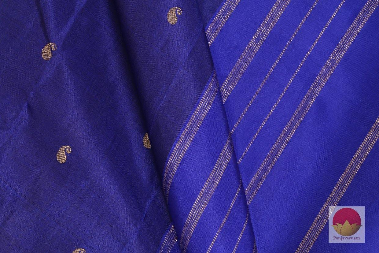 Kanchipuram Silk Saree - Handwoven Pure Silk - Pure Zari - Dark Blue - PV SRI 1246 - Archives - Silk Sari - Panjavarnam