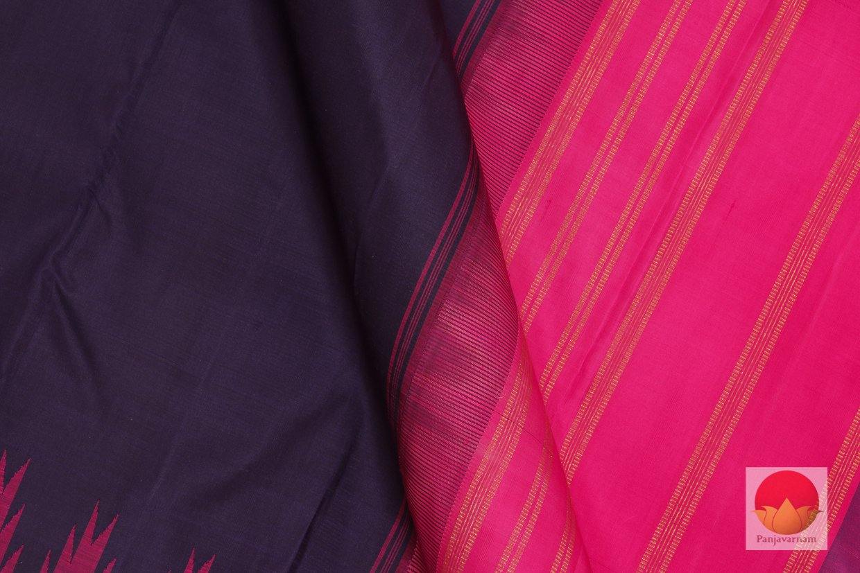 Kanchipuram Silk Saree - Handwoven Pure Silk - Pure Zari - Ganga Jamuna Border - Navy Blue - PV RA 1C - Silk Sari - Panjavarnam PV RA 1C