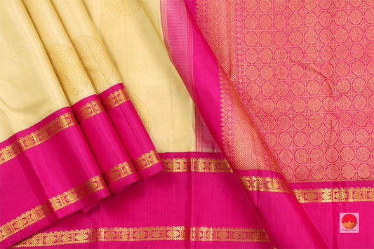 Kanchipuram Silk Saree - Handwoven Pure Silk - Pure Zari - Ganga Jamuna Border - PV J 841 - Silk Sari - Panjavarnam