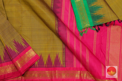 Kanchipuram Silk Saree - Handwoven Pure Silk - Pure Zari - Ganga Jamuna Temple Border - PV RA 1 A - Archives - Silk Sari - Panjavarnam