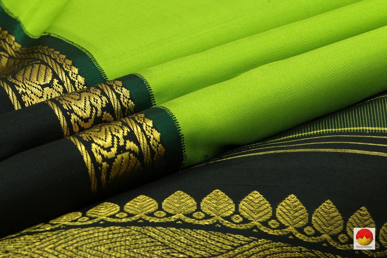 Kanchipuram Silk Saree - Handwoven Pure Silk - Pure Zari - Green & Black - PV J 3053 - Archives - Silk Sari - Panjavarnam