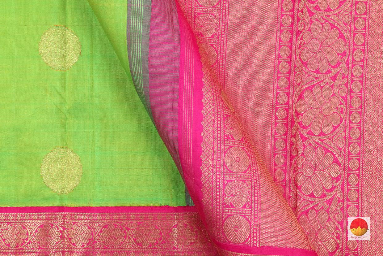 Kanchipuram Silk Saree - Handwoven Pure Silk - Pure Zari - Green & Magenta - PV SRI 2 - Archives - Silk Sari - Panjavarnam