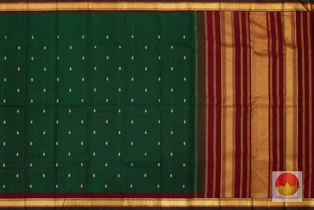 Kanchipuram Silk Saree - Handwoven Pure Silk - Pure Zari - Green & Maroon - PV RA 44 - Archives - Silk Sari - Panjavarnam