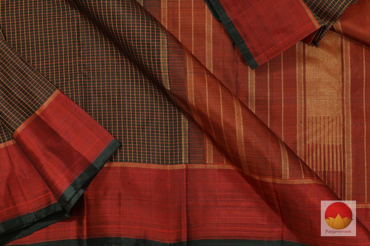 Kanchipuram Silk Saree - Handwoven Pure Silk - Pure Zari - Green & Maroon - PV SRI 1106 - Archives - Silk Sari - Panjavarnam